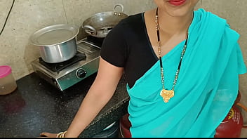 Newly married housewife was conversing with hubby and getting rip up with step-brother in kitchen in doggy style messy hindi audio