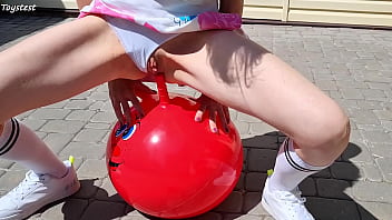 Super-naughty Stepsister Riding Fitness Ball with Double Foray