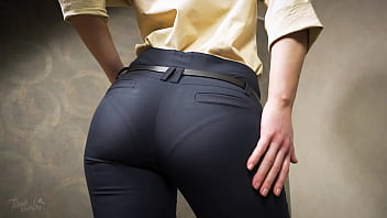 Flawless Caboose Japanese In Cock-squeezing Work Trousers Teases Obvious G-string Line