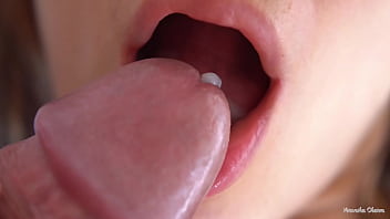 Her Sensitive Massive Lips And Tongue Cause Him Cumshot, Super Closeup Jism In Hatch