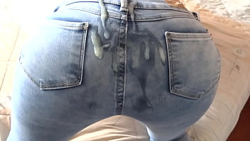 I found my stepson draining off in my panties and for the highly first-ever time I allow him to cum on my butt in jeans