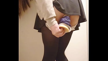 Japanese lady public changing room boink stick masturbation