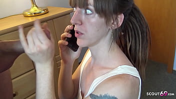 First-timer Cheating Poke while calling her Boyfriend - German Teenager Nicky-Foxx