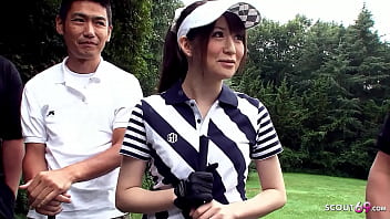 Tutor and other Men chat Chinese Teenager to Blowbang at Golf Lesson